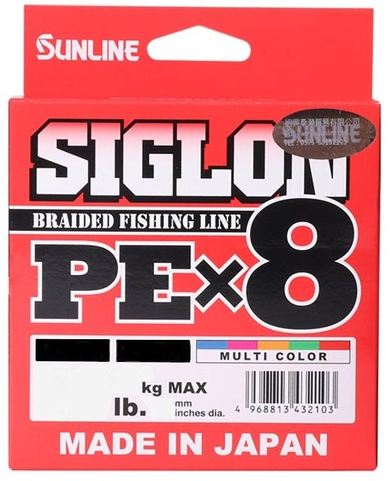 Sunline Siglon PEx8 Braided Fishing Line Hi-Vis Multi Colour 150m