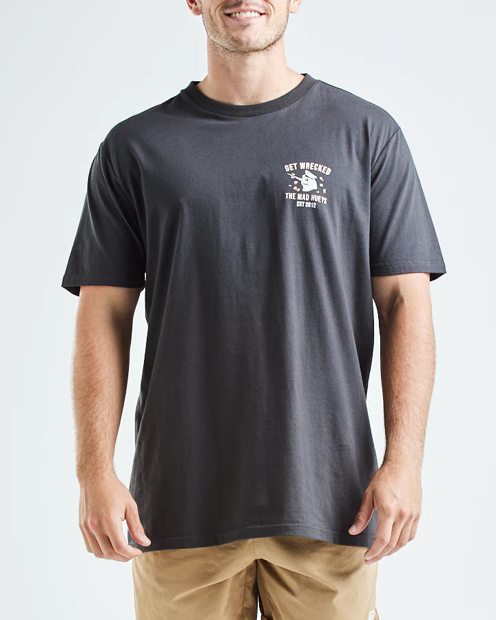 The Mad Hueys Getting Wrecked Short Sleeve Tee Shirt Vintage Black