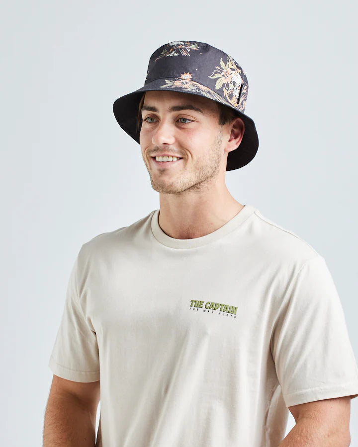 The Mad Hueys Dirty Vacay Reversible Bucket Hat Vintage Black