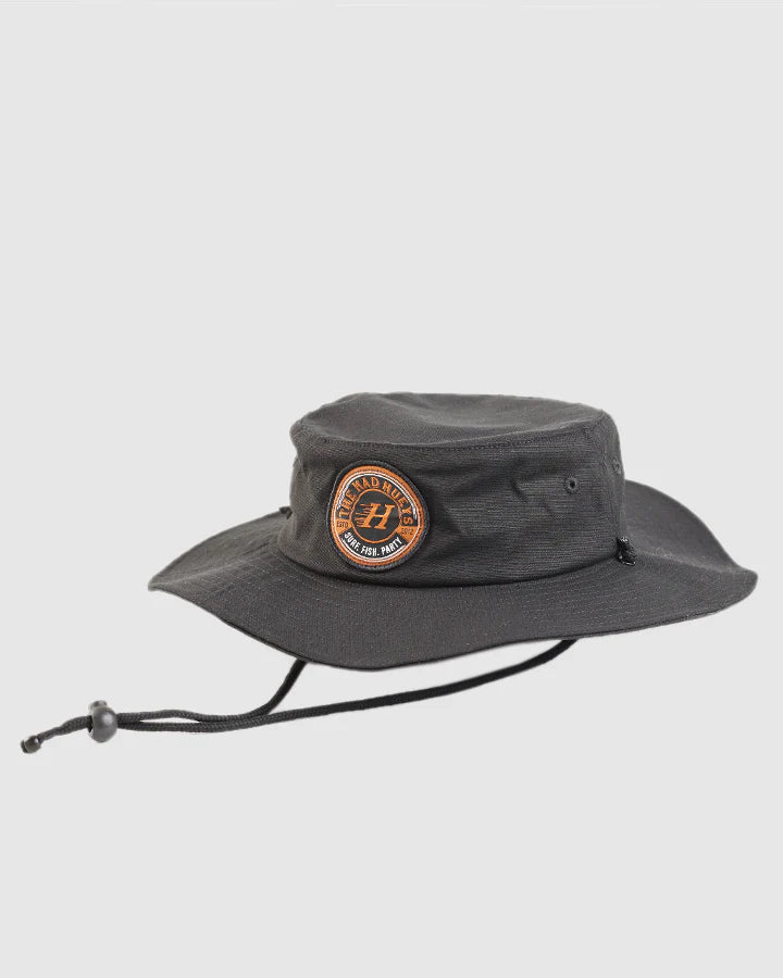 The Mad Hueys Surf Fish Party Wide Brim Hat Black