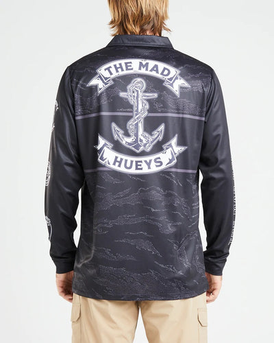 The Mad Hueys Anchor Long Sleeve Fishing Jersey Shirt - Black