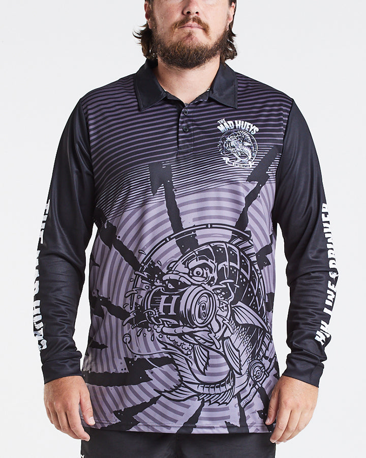 The Mad Hueys Hook Line And Drinker Fishing Jersey - Black