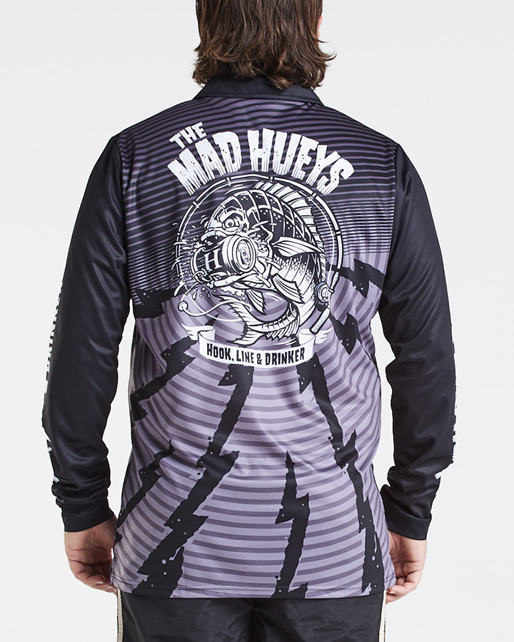 The Mad Hueys Hook Line And Drinker Fishing Jersey - Black