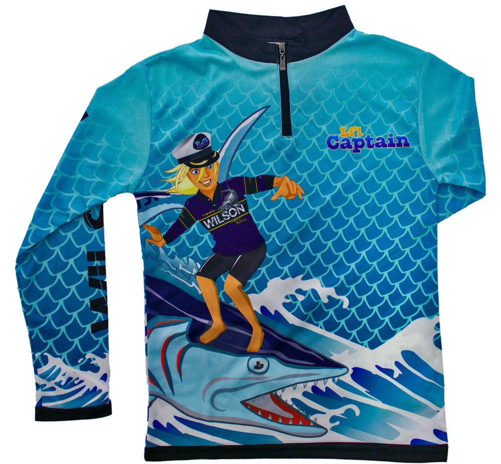 Wilson Lil Captain Long Sleeve Kids Fishing Jersey Shirt