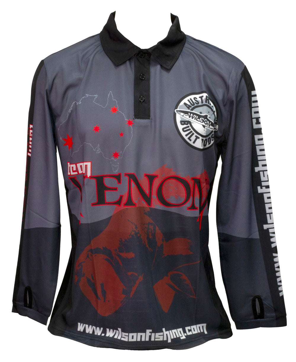 Wilson Venom Barra Adult Long Sleeve Fishing Jersey Shirt - Black
