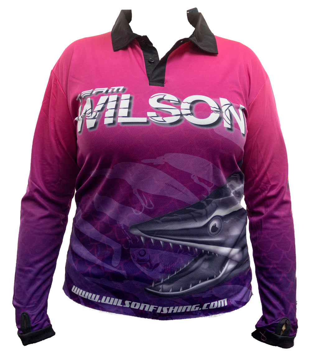 Wilson Womens Long Sleeve Fishing Jersey Shirt - Pink Purple