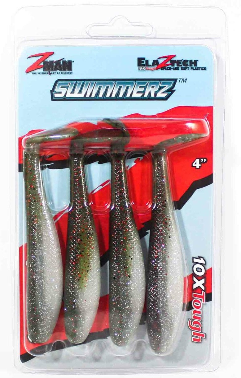 Zman Swimmerz 4 inch Paddle Tail Soft Plastic Lure Pack Redbone