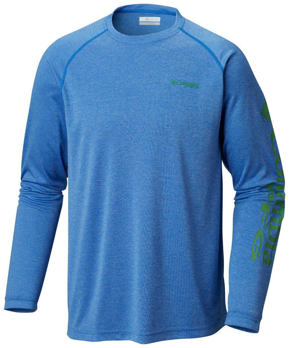 Columbia PFG Terminal Tackle Heather Long Sleeve Mens Shirt Vivid Blue
