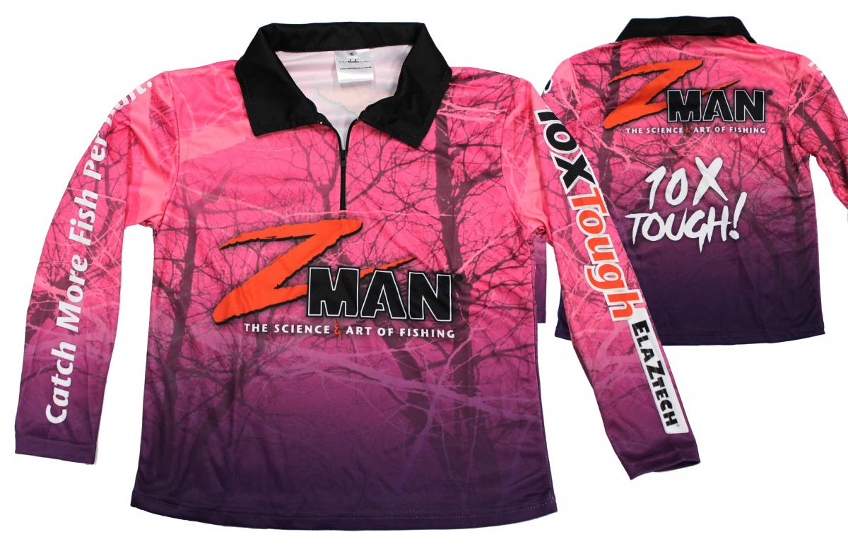 Zman Tournament Long Sleeve Kids Fishing Shirt Pink