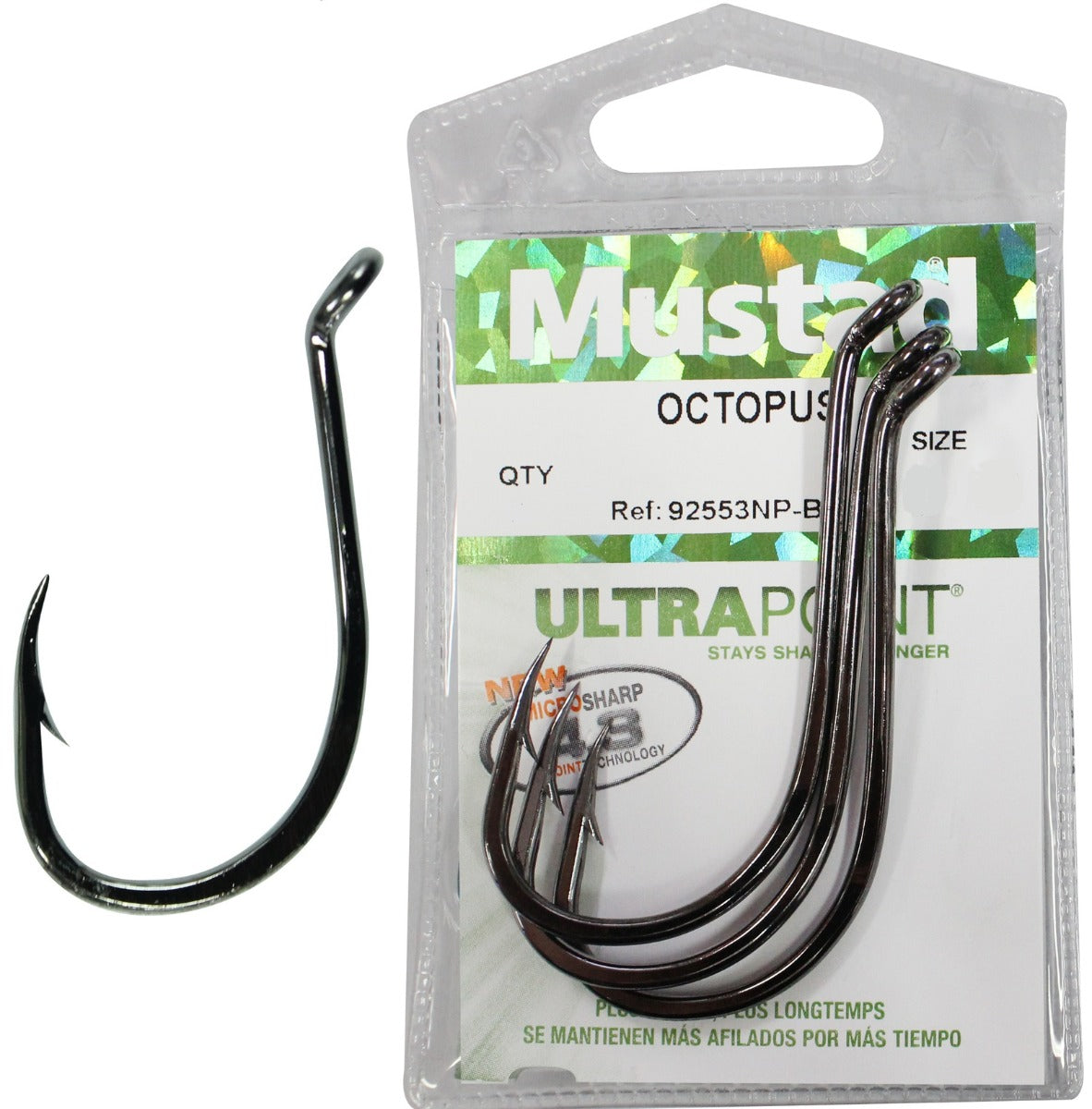 Mustad Classic Extra Strong Forged Barbless Reversed Point Turned Up Eye  Octopus/Beak Hook (Pack of 10)