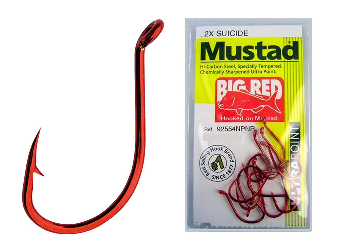 Mustad Wide Gap Weedless Hook - Red 2/0