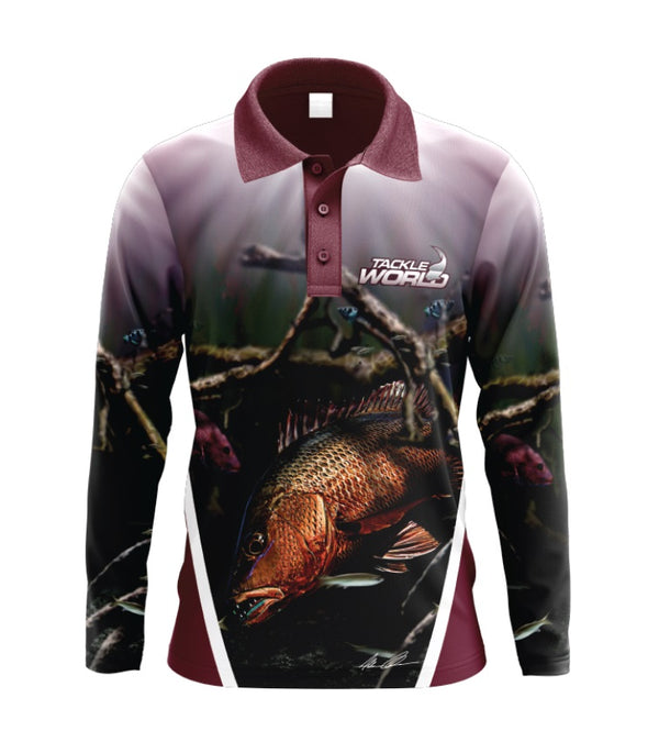 Tackle World Mangrove Jack Adult Long Sleeve Fishing Shirt - Print