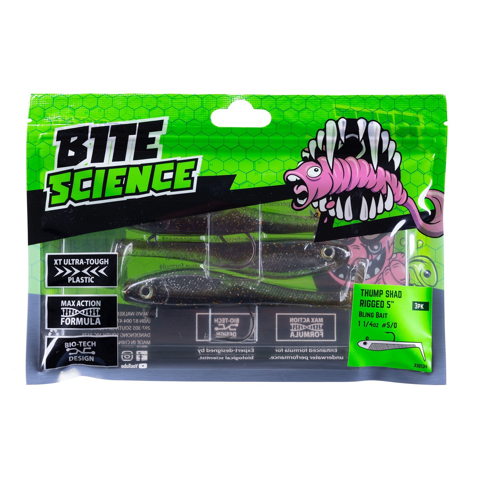 Bite Science Thump Shad Rigged Paddle Tail Soft Plastic Lure 5 Inch