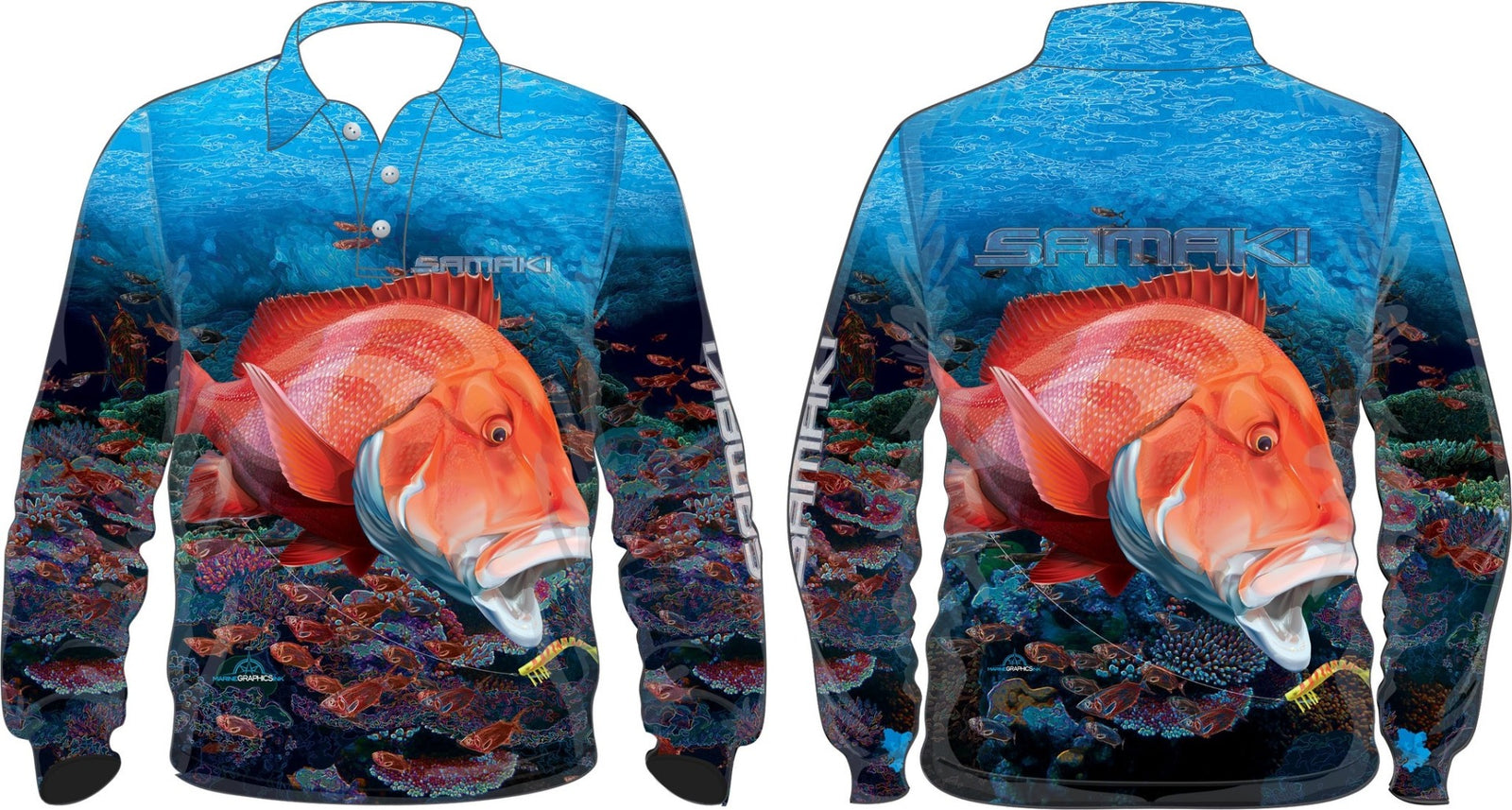 Samaki Red Emperor Long Sleeve Adult Fishing Shirt