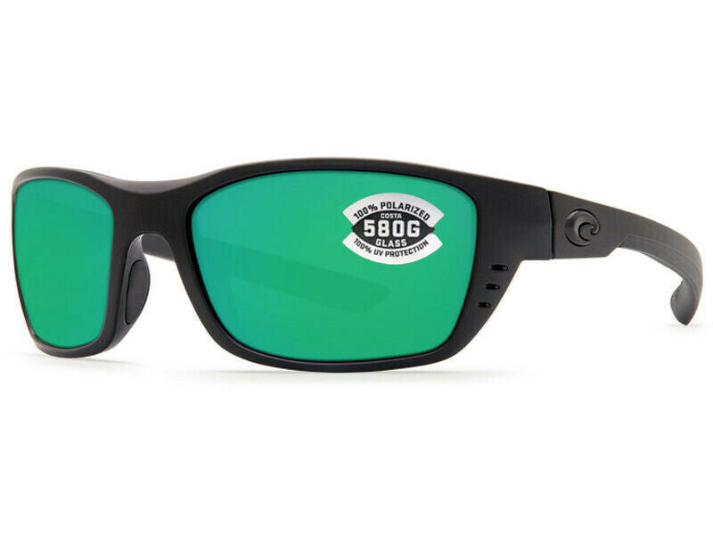 Costa Del Mar Whitetip Blackout Frame Green Mirror Glass 580G Lens Polarised Performance Sunglasses - Mega Clearance