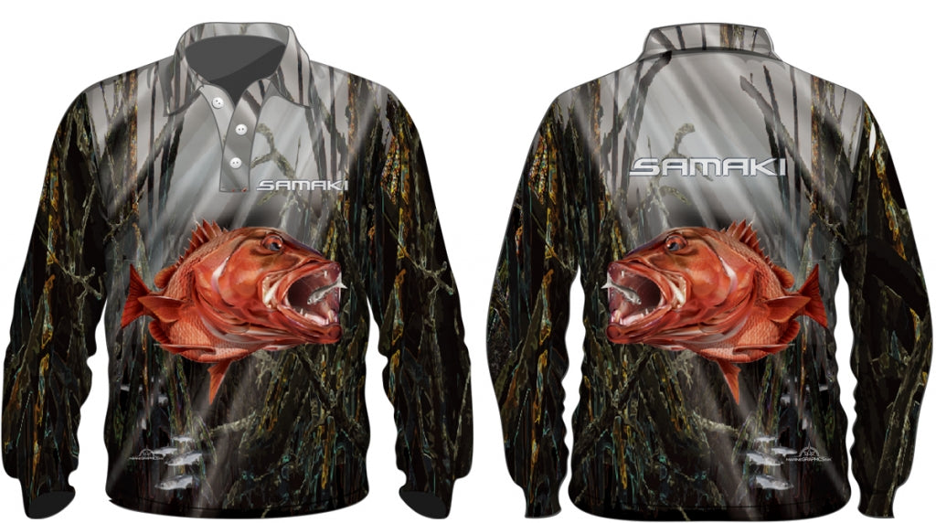 Samaki Mangrove Jack Long Sleeve Kids Fishing Shirt